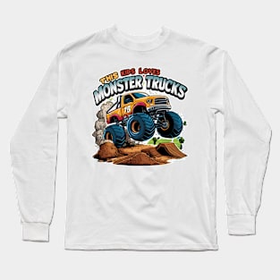 Monster Truck Soaring Over Dirt Pile Long Sleeve T-Shirt